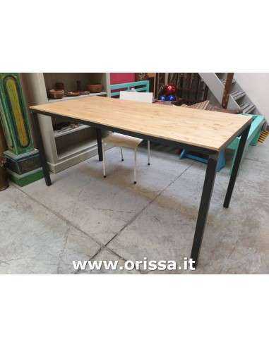 Tavolo industrial legno massello e struttura ferro battuto cx135