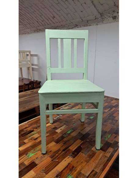 Sedia in legno massello epoca coloniale colore verde CX140