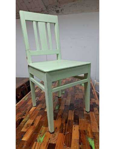 Sedia in legno massello epoca coloniale colore verde CX140