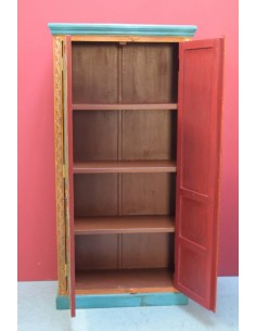 Armadio indiano decorato colore azzurro/rosso doppia anta TL204 2