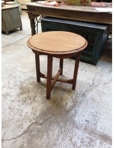 Tavolino rotondo in legno massello di teak di epoca coloniale CX146 2