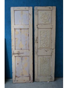 Ante intagliate colore panna in legno massello epoca coloniale TL288 2