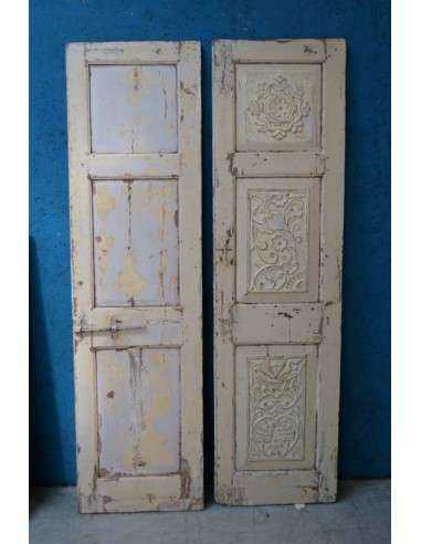Ante intagliate colore panna in legno massello epoca coloniale TL288