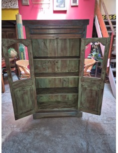 Credenza etnica indiana in legno massello con ante in vetro ZM004 2