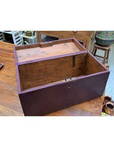 baule in legno vintage colore prugna CX172