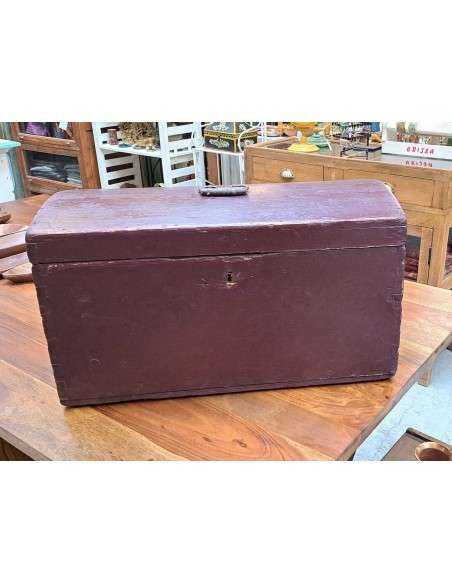 baule in legno vintage colore prugna CX172