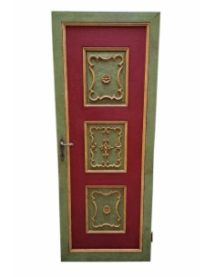 Porta ad un battente rossa e verde decorata stile barocco 78x200cm CX174
