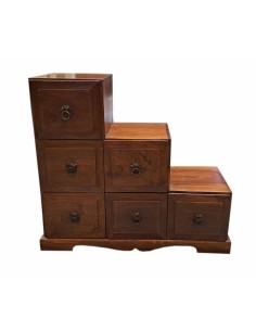 Comodino credenzino a cassetti in legno massello a scaletta CX176
