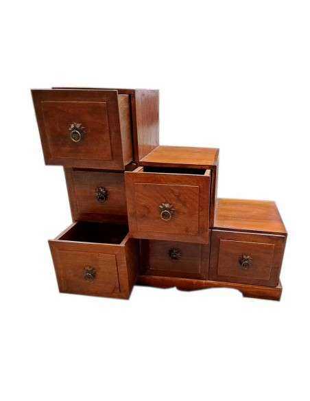 Comodino credenzino a cassetti in legno massello a scaletta CX176