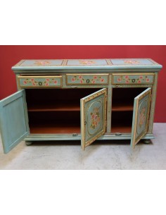 Credenza etnica indiana con decorazioni artigianali in legno massello TM165 2