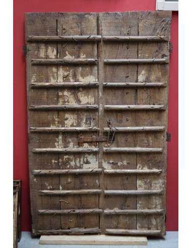 Portale etnico indiano haveli in legno massello - XX secolo finitura sbiancata 122x191cm TM168