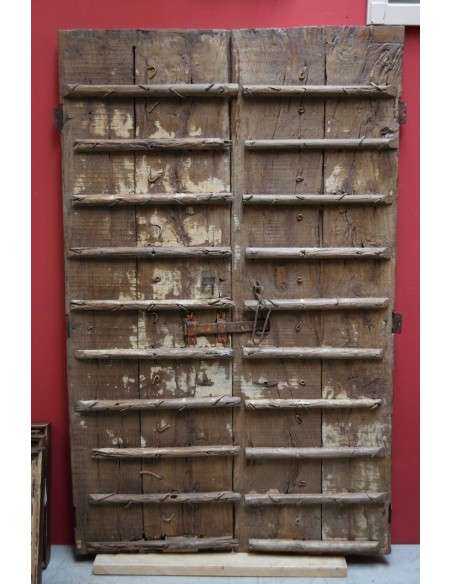 Portale etnico indiano haveli in legno massello - XX secolo finitura sbiancata 122x191cm TM168