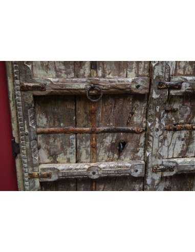 Portale etnico indiano haveli in legno massello - XX secolo finitura sbiancata 122x191cm TM168