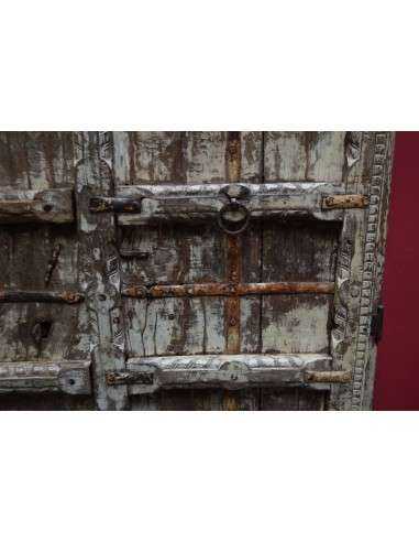 Portale etnico indiano haveli in legno massello - XX secolo finitura sbiancata 122x191cm TM168