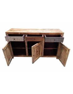Credenza bassa in massello con tre ante e tre cassetti | Produzione artigianale dall'India | Misura 145x40x85 cm AGB0715 2