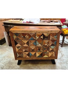 Credenza bassa in Legno di Recupero con Piedini in Ferro Battuto - Mobili Artigianali Rustici AGB1044