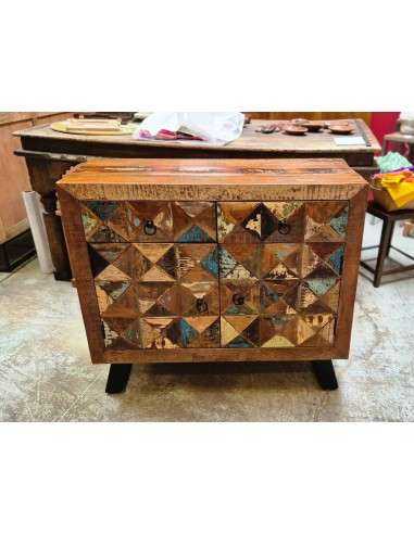 Credenza bassa in Legno di Recupero con Piedini in Ferro Battuto - Mobili Artigianali Rustici AGB1044