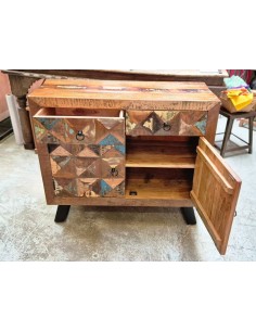 Credenza bassa in Legno di Recupero con Piedini in Ferro Battuto - Mobili Artigianali Rustici AGB1044 2
