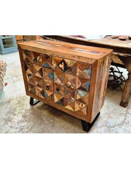 Credenza bassa in Legno di Recupero con Piedini in Ferro Battuto - Mobili Artigianali Rustici AGB1044
