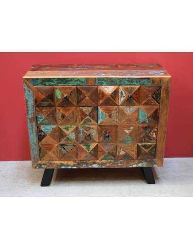 Credenza bassa in Legno di Recupero con Piedini in Ferro Battuto - Mobili Artigianali Rustici AGB1044