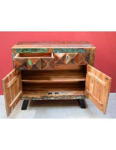 Credenza bassa in Legno di Recupero con Piedini in Ferro Battuto - Mobili Artigianali Rustici AGB1044