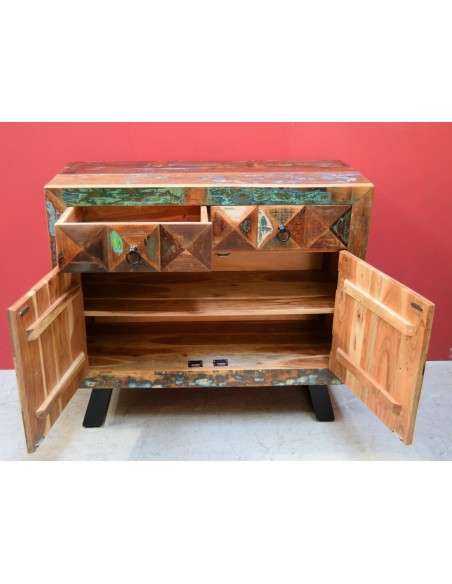 Credenza bassa in Legno di Recupero con Piedini in Ferro Battuto - Mobili Artigianali Rustici AGB1044