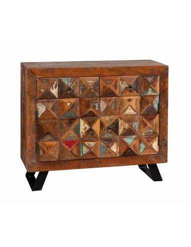 Credenza bassa in Legno di Recupero con Piedini in Ferro Battuto - Mobili Artigianali Rustici AGB1044
