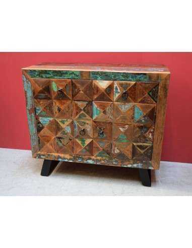 Credenza bassa in Legno di Recupero con Piedini in Ferro Battuto - Mobili Artigianali Rustici AGB1044