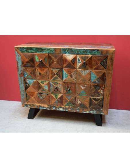Credenza bassa in Legno di Recupero con Piedini in Ferro Battuto - Mobili Artigianali Rustici AGB1044