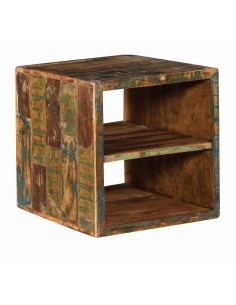 Cubo di Legno Recycle Aperto con Ripiano Interno - Legno Indiano di Recupero AGB0345