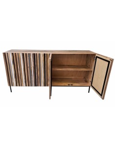 Buffet in legno con ante a listelli colorati | 200x46cm AGA00739 2