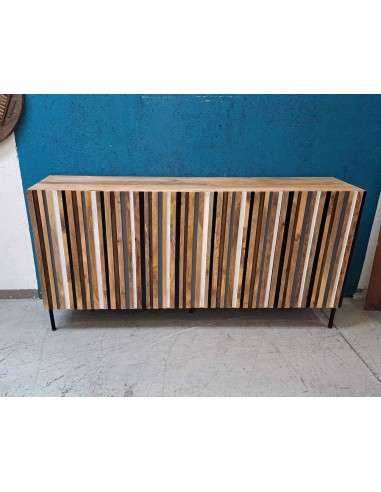 Buffet in legno con ante a listelli colorati | 200x46cm AGA00739