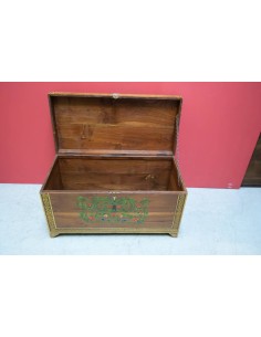 Baule indiano in legno massello con decorazioni floreali TP014 2