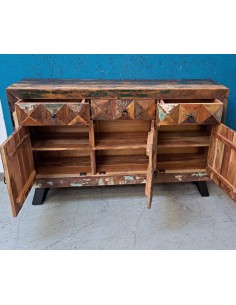 Credenza Recycle Indiana con Piedini in Ferro Battuto | Produzione Artigianale - 150x40cm AGB1042 2