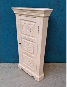 Angoliera Legno Massello - Stile Shabby Sbiancato Antina Intagliata AGBB00034