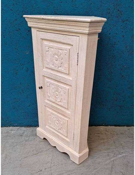 Angoliera Legno Massello - Stile Shabby Sbiancato Antina Intagliata AGBB00034