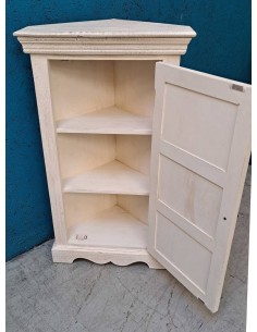 Angoliera Legno Massello - Stile Shabby Sbiancato Antina Intagliata AGBB00034 2