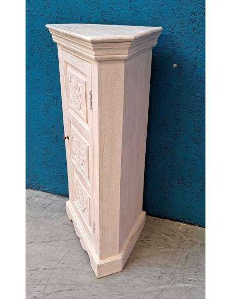 Angoliera Legno Massello - Stile Shabby Sbiancato Antina Intagliata AGBB00034