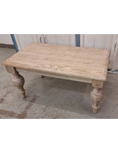 Tavolino in Legno Massello - Finitura Legno Sbiancato | 50x90cm - Gambe a Cipolla AGBB00664
