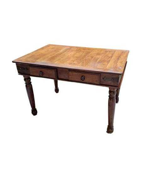 Scrivania in Legno Massello Indiano - Lavorazione Artigianale | Finitura Biondo Naturale - 110x74cm OR044D