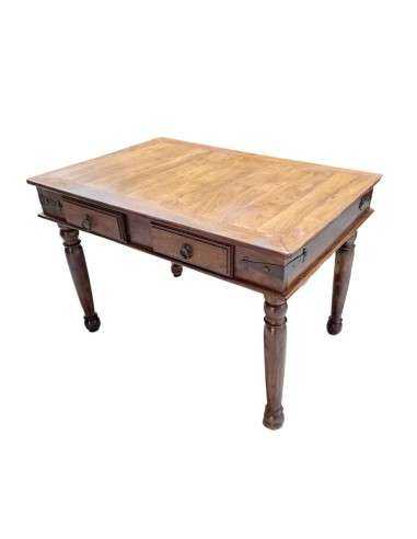 Scrivania in Legno Massello Indiano - Lavorazione Artigianale | Finitura Biondo Naturale - 110x74cm OR044D