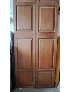 Coppia ante in legno massello di teak provenienti dall'india XX secolo 121x247cm CX198