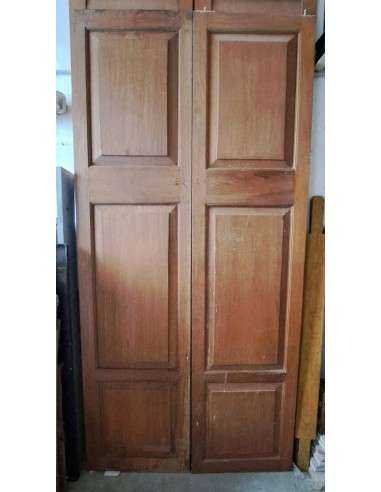 Coppia ante in legno massello di teak provenienti dall'india XX secolo 121x247cm CX198