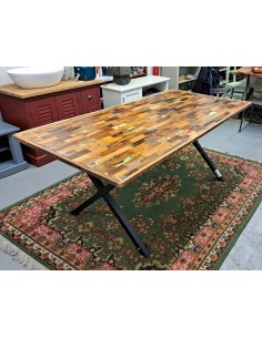 Tavolo Industrial Unico | Legno Massello Importato e Ferro Battuto 179x90cm CX201 2