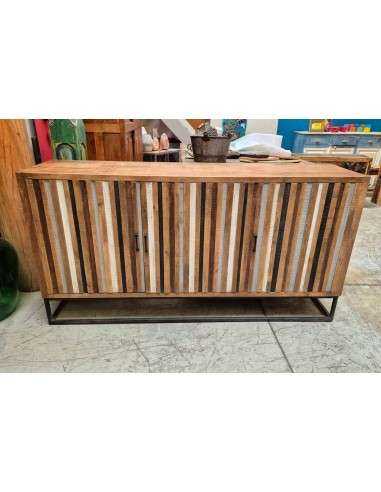 Buffet in legno con ante a listelli colorati | 18x46cm AGA00747