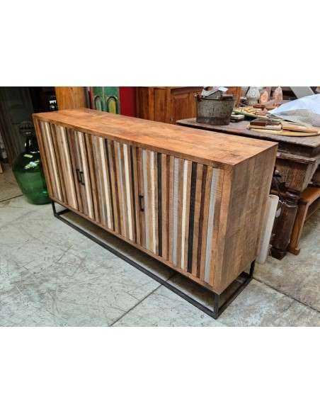 Buffet in legno con ante a listelli colorati | 18x46cm AGA00747