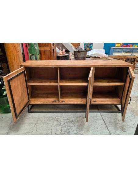 Buffet in legno con ante a listelli colorati | 18x46cm AGA00747