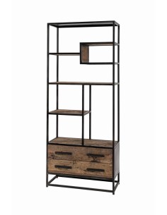 Libreria Industriale in Ferro e Legno Rustico Indiano - 80x35x190 cm AGB00907 2