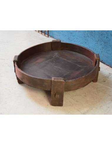 Tavolino Macina Indiano d'Epoca in Teak 77x26hcm TR127