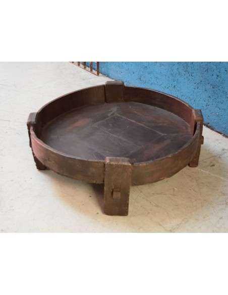 Tavolino Macina Indiano d'Epoca in Teak 77x26hcm TR127